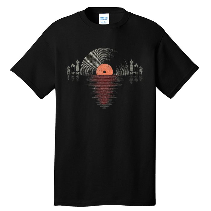 Distressed Vinyl Vacuum Tube Amp Sunset Tall T-Shirt