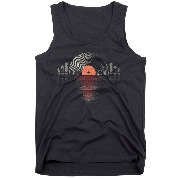 Distressed Vinyl Vacuum Tube Amp Sunset Tank Top