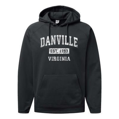 Danville Virginia Va Vintage Established Sports Design Performance Fleece Hoodie