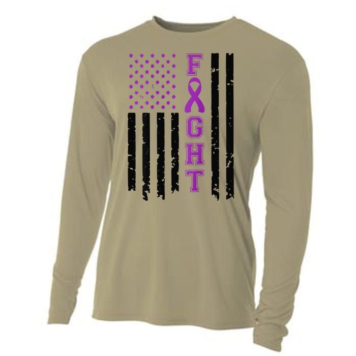 Domestic Violence Warrior Survivor Brave Purple Ribbon Shopp Cooling Performance Long Sleeve Crew