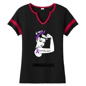 Domestic Violence Warrior Unbreakable Gift Awareness Tee Gift Ladies Halftime Notch Neck Tee