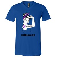 Domestic Violence Warrior Unbreakable Gift Awareness Tee Gift V-Neck T-Shirt