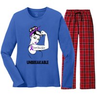 Domestic Violence Warrior Unbreakable Gift Awareness Tee Gift Women's Long Sleeve Flannel Pajama Set 