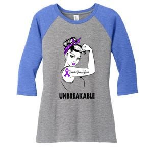 Domestic Violence Warrior Unbreakable Gift Awareness Tee Gift Women's Tri-Blend 3/4-Sleeve Raglan Shirt