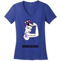 Domestic Violence Warrior Unbreakable Gift Awareness Tee Gift Women's V-Neck T-Shirt