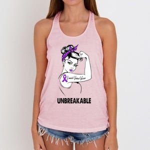 Domestic Violence Warrior Unbreakable Gift Awareness Tee Gift Women's Knotted Racerback Tank