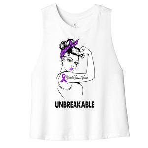 Domestic Violence Warrior Unbreakable Gift Awareness Tee Gift Women's Racerback Cropped Tank