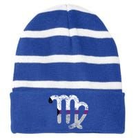 Demisexual Virgo Zodiac Sign Vintage Demisexual Pride Flag Gift Striped Beanie with Solid Band