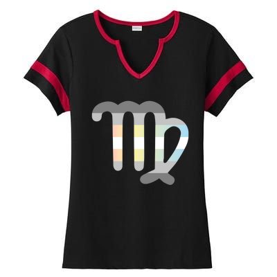 Demifluid Virgo Zodiac Sign Demifluid Pride Flag Gift Ladies Halftime Notch Neck Tee