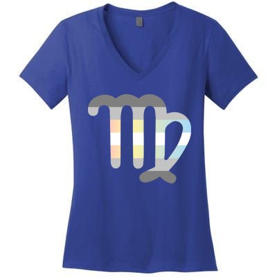 Demifluid Virgo Zodiac Sign Demifluid Pride Flag Gift Women's V-Neck T-Shirt