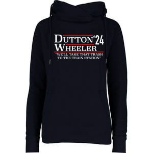 D_utton Wheeler 2024 Train Station Anti Biden Yellow Stone Womens Funnel Neck Pullover Hood