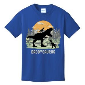 Daddysaurus With 2 Daddy Dinosaur Trex Dad FatherS Day Gift Kids T-Shirt