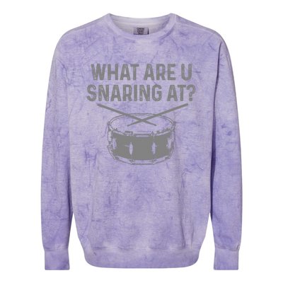 Drummer What Are You Snaring At Funny Drums Snare Colorblast Crewneck Sweatshirt