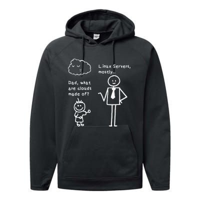 Dad What Are Clouds Made Of Linux Servers Sysadmin Gift Performance Fleece Hoodie