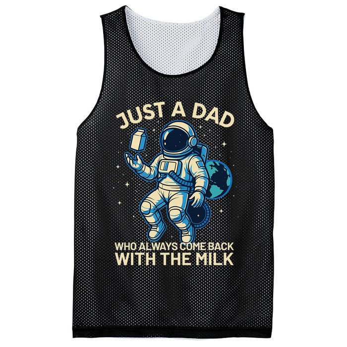 Dad Who Always Came Back With The Milk Star Astronaut Space Mesh Reversible Basketball Jersey Tank