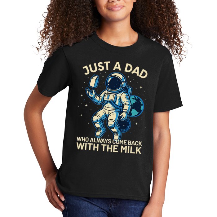Dad Who Always Came Back With The Milk Star Astronaut Space Kids T-Shirt
