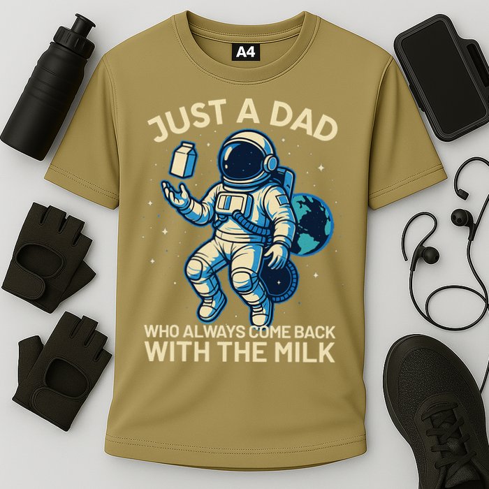 Dad Who Always Came Back With The Milk Star Astronaut Space Cooling Performance Crew T-Shirt