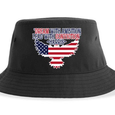 Dream With Ambition Lead With Conviction Kamala Harris Sustainable Bucket Hat