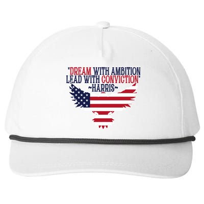 Dream With Ambition Lead With Conviction Kamala Harris Snapback Five-Panel Rope Hat