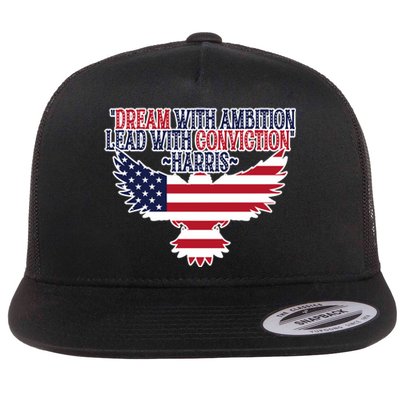 Dream With Ambition Lead With Conviction Kamala Harris Flat Bill Trucker Hat