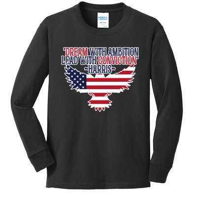 Dream With Ambition Lead With Conviction Kamala Harris Kids Long Sleeve Shirt