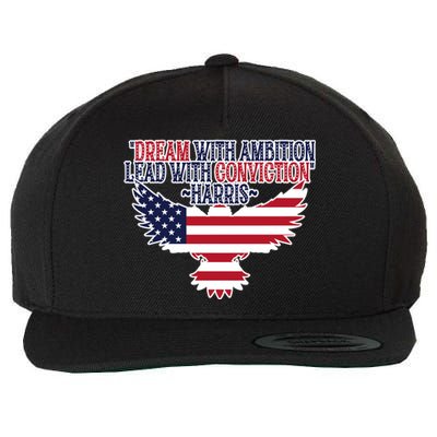 Dream With Ambition Lead With Conviction Kamala Harris Wool Snapback Cap