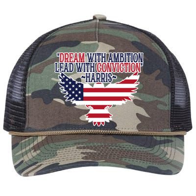 Dream With Ambition Lead With Conviction Kamala Harris Retro Rope Trucker Hat Cap