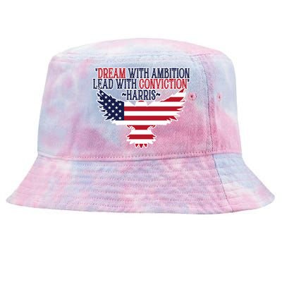 Dream With Ambition Lead With Conviction Kamala Harris Tie-Dyed Bucket Hat