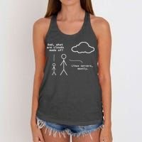 Dad What Are Clouds Made Of Debian Linux Programmer Women's Knotted Racerback Tank