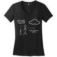 Dad What Are Clouds Made Of Debian Linux Programmer Women's V-Neck T-Shirt
