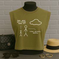 Dad What Are Clouds Made Of Debian Linux Programmer Garment-Dyed Women's Muscle Tee