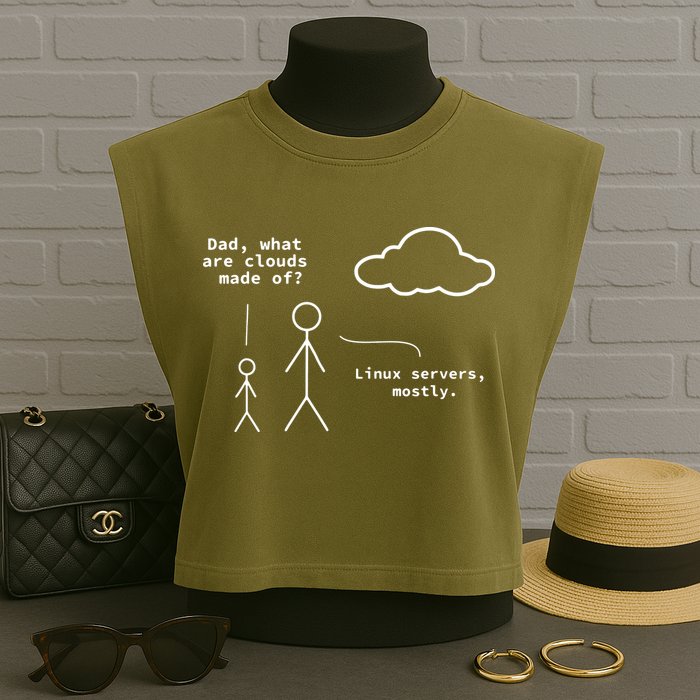 Dad What Are Clouds Made Of Debian Linux Programmer Garment-Dyed Women's Muscle Tee