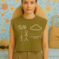 Dad What Are Clouds Made Of Debian Linux Programmer Garment-Dyed Women's Muscle Tee