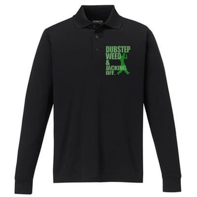 Dubstep Weed And Jacking Off Performance Long Sleeve Polo