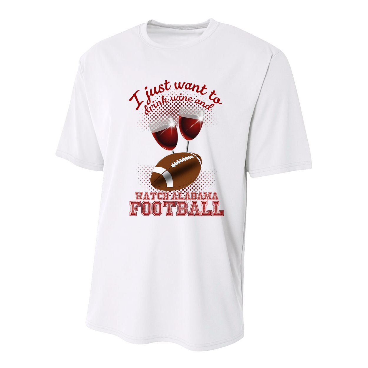 Drink Wine And Watch Alabama Football Youth Performance Sprint T-Shirt