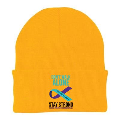 Don't Walk Alone Stay Strong Suicided Prevention Awareness Knit Cap Winter Beanie