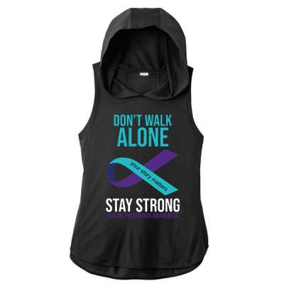 Don't Walk Alone Stay Strong Suicided Prevention Awareness Ladies PosiCharge Tri-Blend Wicking Draft Hoodie Tank