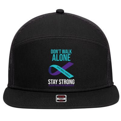 Don't Walk Alone Stay Strong Suicided Prevention Awareness 7 Panel Mesh Trucker Snapback Hat