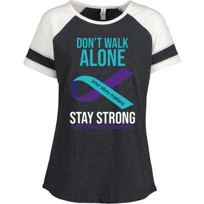 Don't Walk Alone Stay Strong Suicided Prevention Awareness Enza Ladies Jersey Colorblock Tee