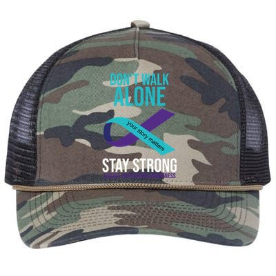 Don't Walk Alone Stay Strong Suicided Prevention Awareness Retro Rope Trucker Hat Cap