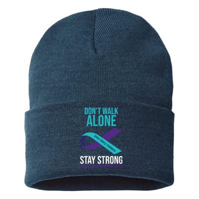 Don't Walk Alone Stay Strong Suicided Prevention Awareness Sustainable Knit Beanie