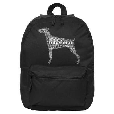 Doberman with a Docked Tail & Floppy Ears Word Cloud 16 in Basic Backpack