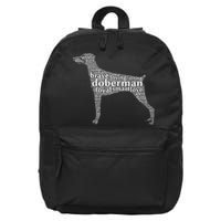Doberman with a Docked Tail & Floppy Ears Word Cloud 16 in Basic Backpack