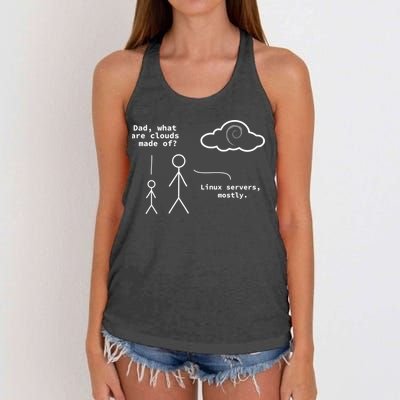 Dad What Are Clouds Made Of? Debian Linux Programmer Gift Women's Knotted Racerback Tank