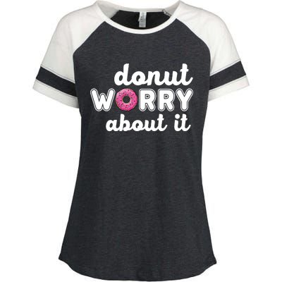 Donut Worry About It Enza Ladies Jersey Colorblock Tee