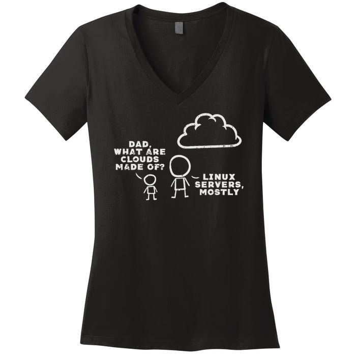 Dad What Are Clouds Made Of Linux Servers It Programmer Men Women's V-Neck T-Shirt
