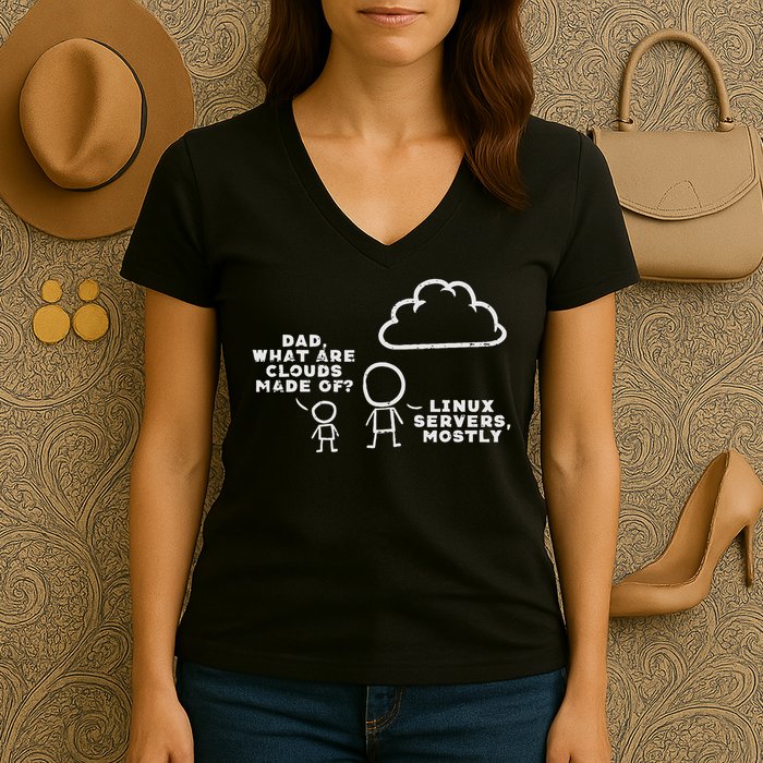 Dad What Are Clouds Made Of Linux Servers It Programmer Men Women's V-Neck T-Shirt