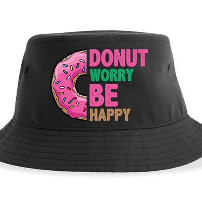 Donut Worry Be Happy Positive Quote Sustainable Bucket Hat