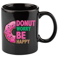 Donut Worry Be Happy Positive Quote 11oz C Handle Ceramic Mug