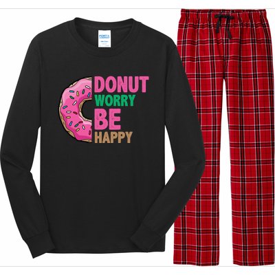 Donut Worry Be Happy Positive Quote Long Sleeve Pajama Set